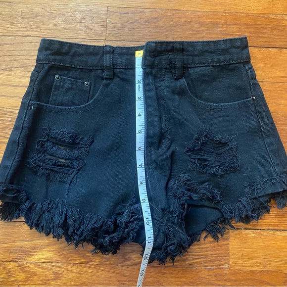 Black Distressed Denim Shorts - Picture 10 of 11